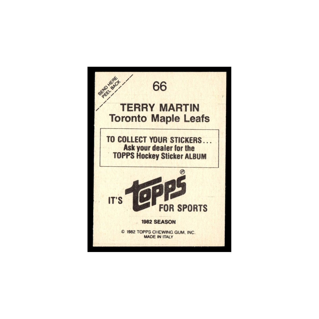 Terry Martin 1982 Topps Stickers #66 Toronto Maple Leafs Hockey Card EX