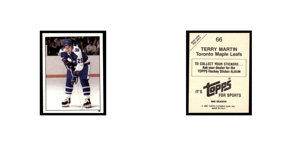 Terry Martin 1982 Topps Stickers #66 Toronto Maple Leafs Hockey Card EX