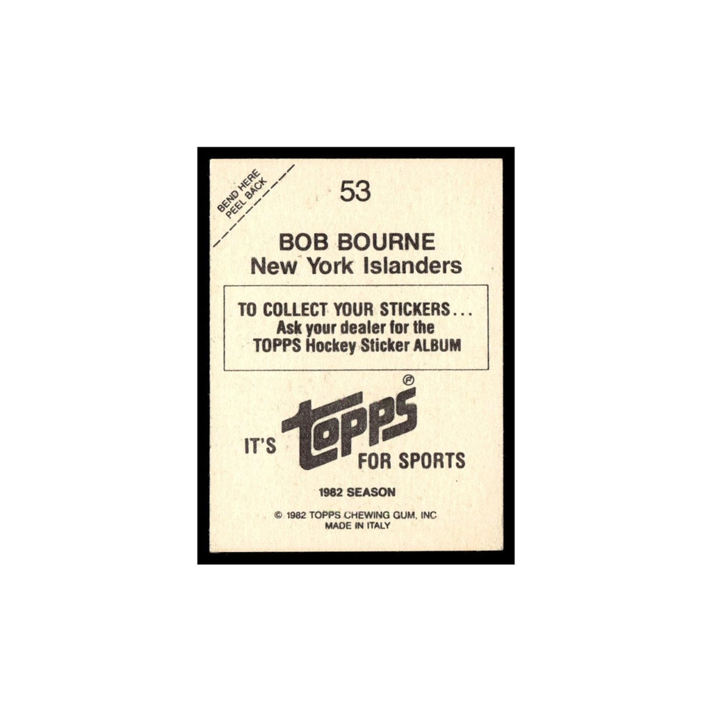 Bob Bourne 1982 Topps Stickers #53 New York Islanders Hockey Card EX