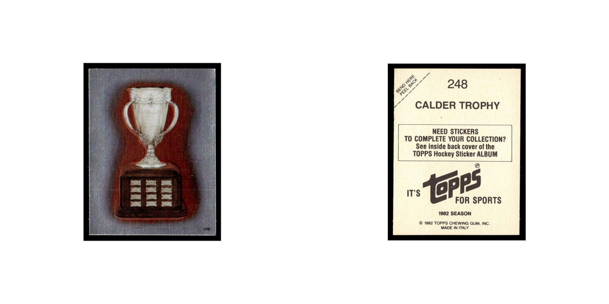 Calder Memorial Trophy 1982 Topps Stickers #248 Hockey Card EX