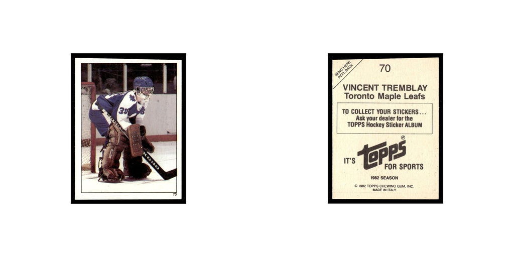 Vincent Tremblay 1982 Topps Stickers #70 Toronto Maple Leafs Hockey Card EX