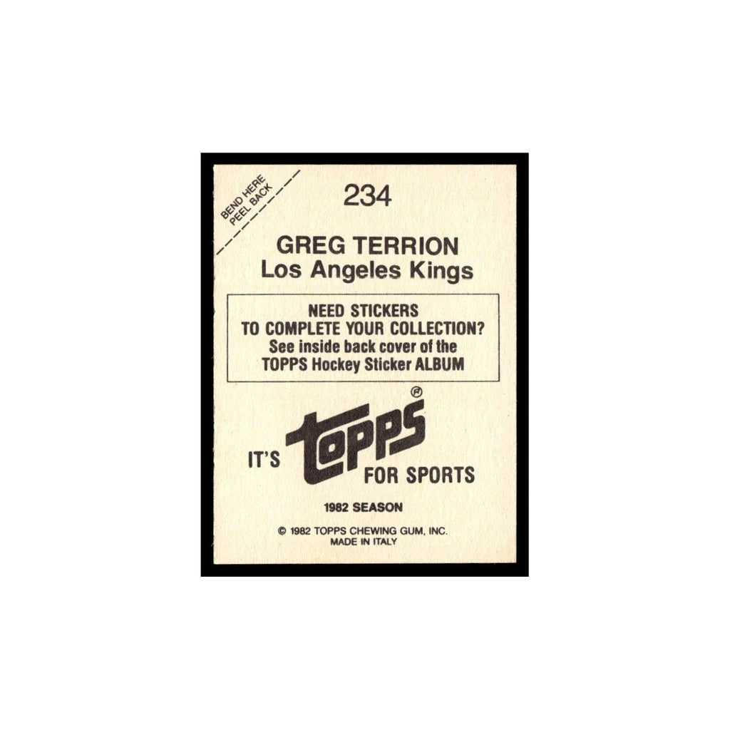 Greg Terrion 1982 Topps Stickers #234 Los Angeles Kings Hockey Card EX