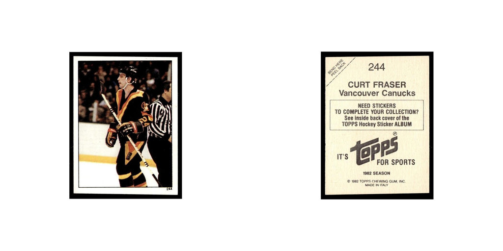Curt Fraser 1982 Topps Stickers #244 Vancouver Canucks Hockey Card EX