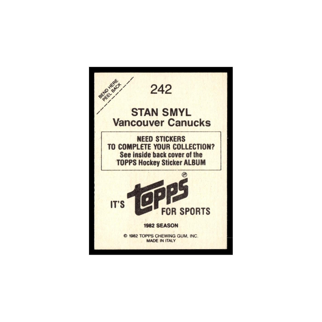 Stan Smyl 1982 Topps Stickers #242 Vancouver Canucks Hockey Card EX