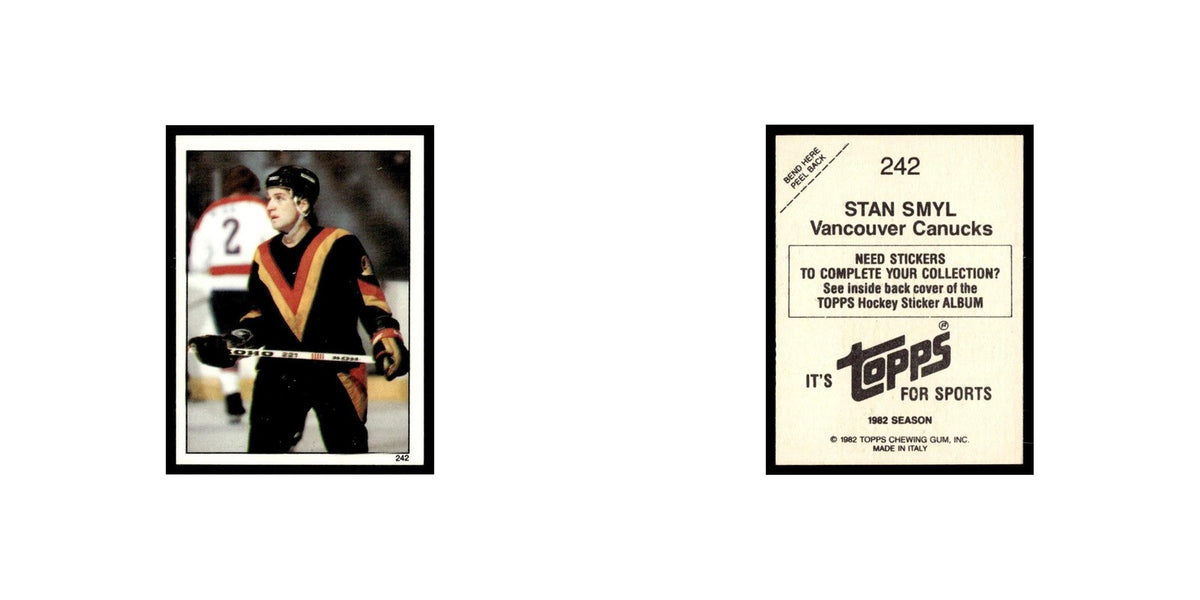 Stan Smyl 1982 Topps Stickers #242 Vancouver Canucks Hockey Card EX