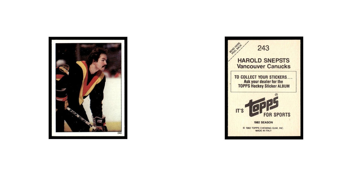 Harold Snepsts 1982 Topps Stickers #243 Vancouver Canucks Hockey Card EX