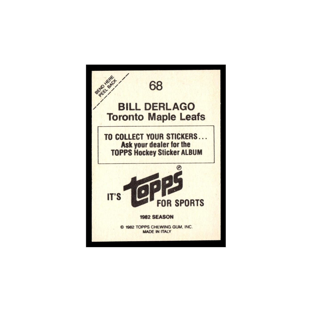 Bill Derlago 1982 Topps Stickers #68 Toronto Maple Leafs Hockey Card EX