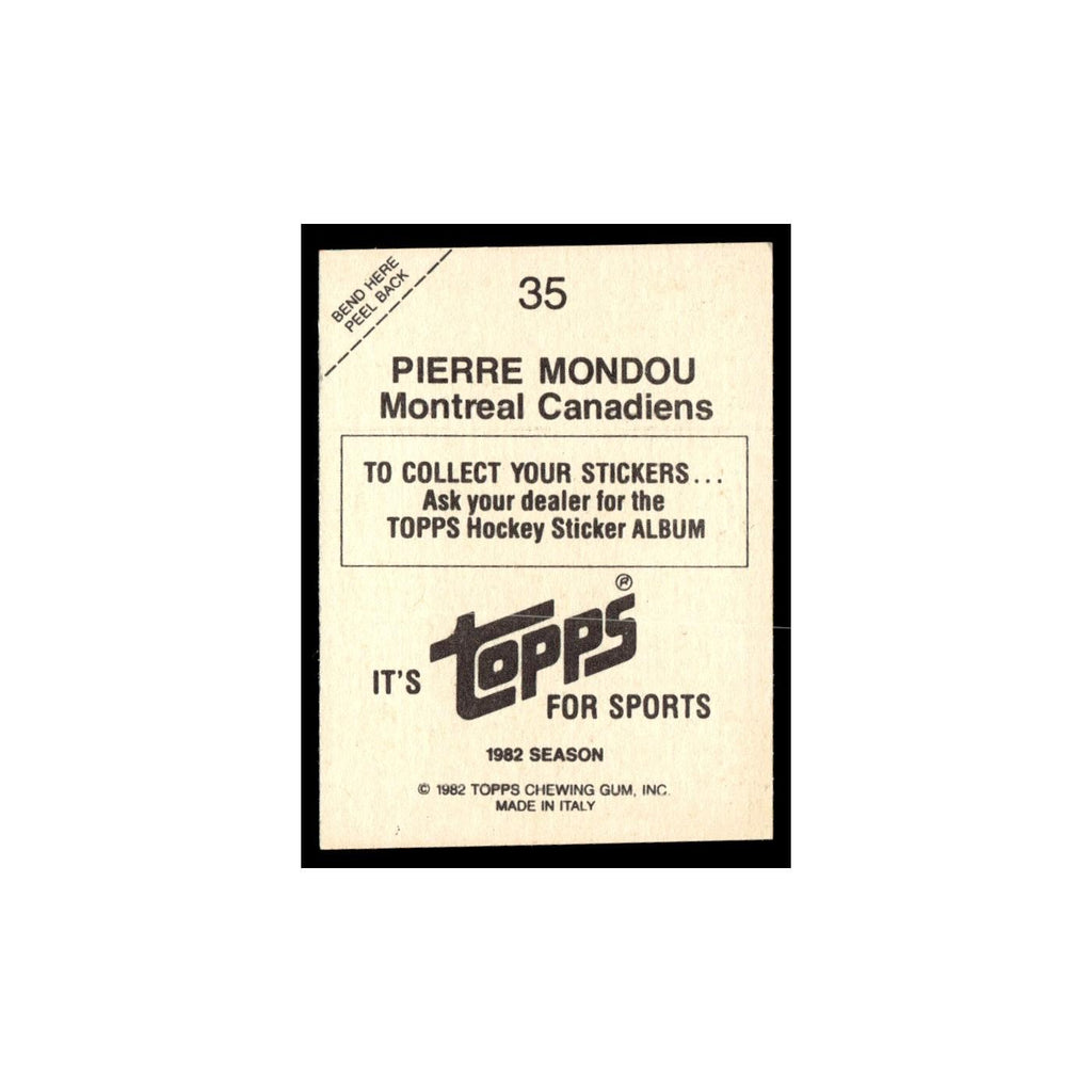Pierre Mondou 1982 Topps Stickers #35 Montreal Canadiens Hockey Card EX