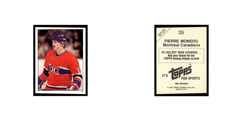 Pierre Mondou 1982 Topps Stickers #35 Montreal Canadiens Hockey Card EX