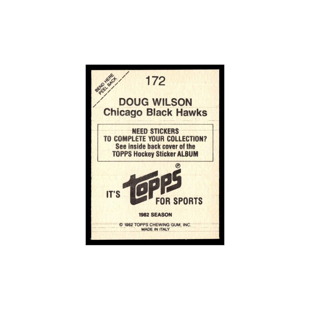 Doug Wilson 1982 Topps Stickers #172 Chicago Blackhawks Hockey Card EX
