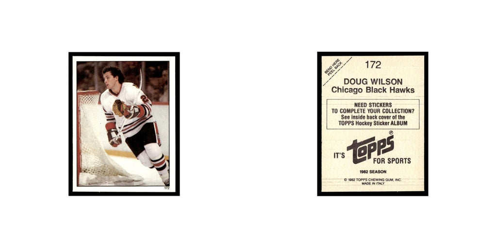 Doug Wilson 1982 Topps Stickers #172 Chicago Blackhawks Hockey Card EX