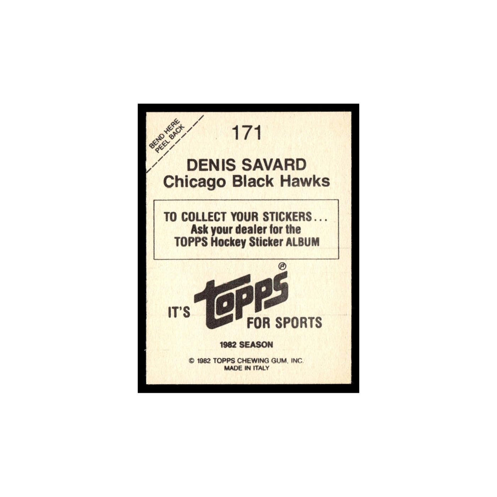 Denis Savard 1982 Topps Stickers #171 Chicago Blackhawks Hockey Card EX