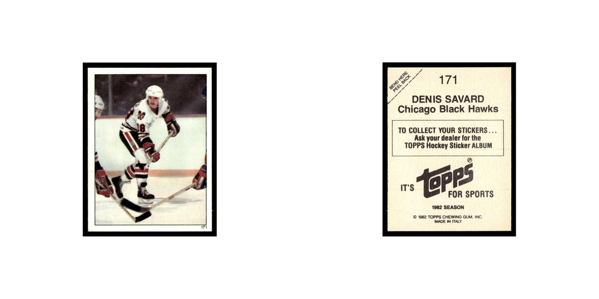 Denis Savard 1982 Topps Stickers #171 Chicago Blackhawks Hockey Card EX