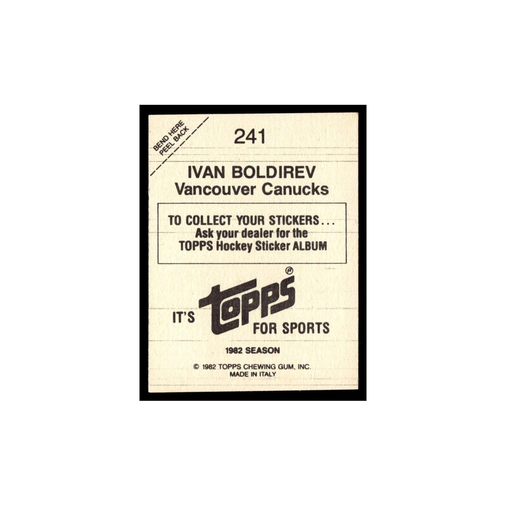 Ivan Boldirev 1982 Topps Stickers #241 Vancouver Canucks Hockey Card EX