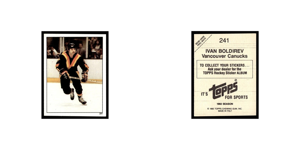 Ivan Boldirev 1982 Topps Stickers #241 Vancouver Canucks Hockey Card EX