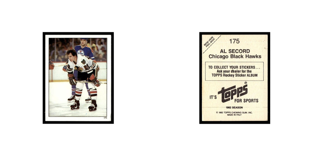 Al Secord 1982 Topps Stickers #175 Chicago Blackhawks Hockey Card EX