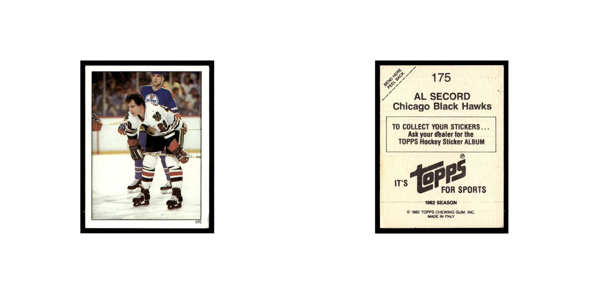 Al Secord 1982 Topps Stickers #175 Chicago Blackhawks Hockey Card EX
