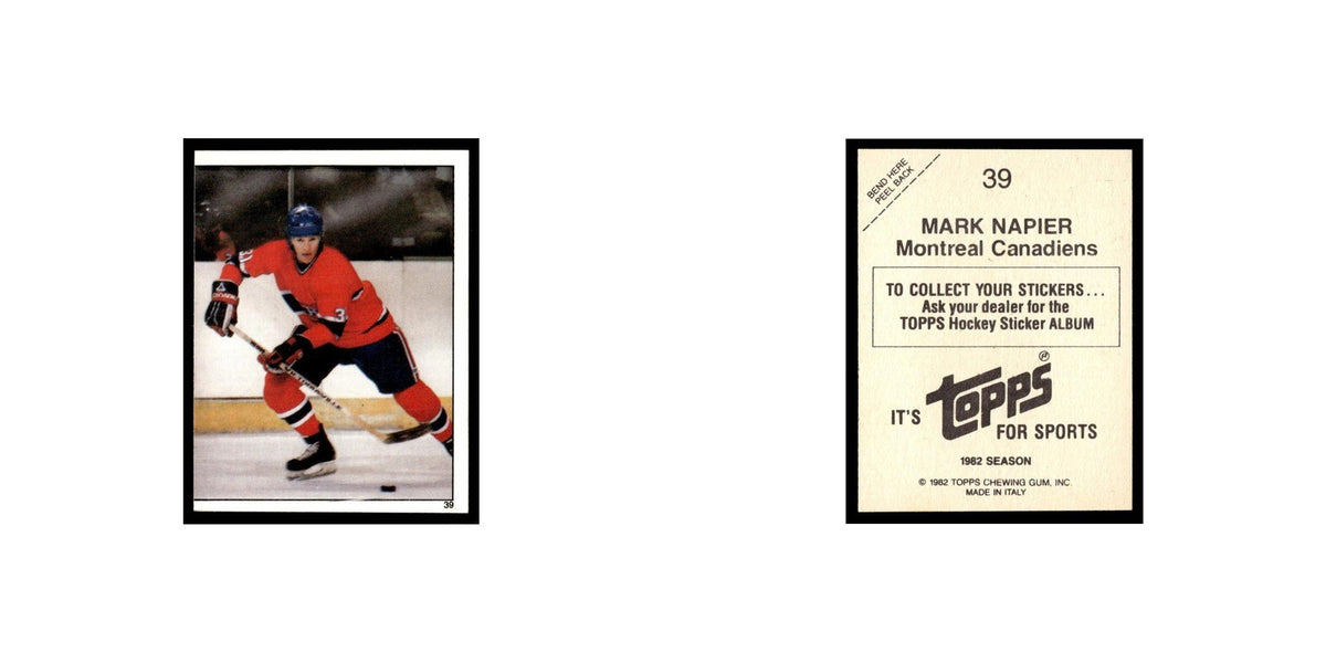 Mark Napier 1982 Topps Stickers #39 Montreal Canadiens Hockey Card EX