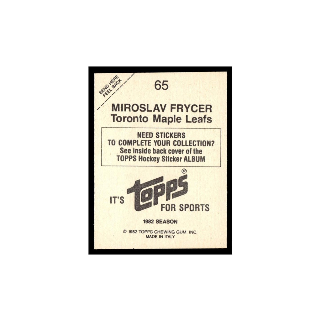 Miroslav Frycer 1982 Topps Stickers #65 Toronto Maple Leafs Hockey Card EX