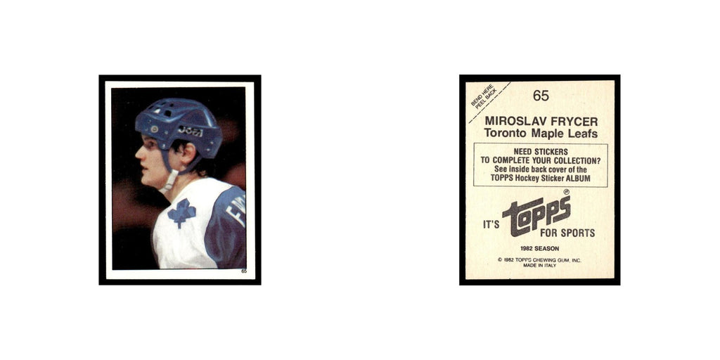 Miroslav Frycer 1982 Topps Stickers #65 Toronto Maple Leafs Hockey Card EX