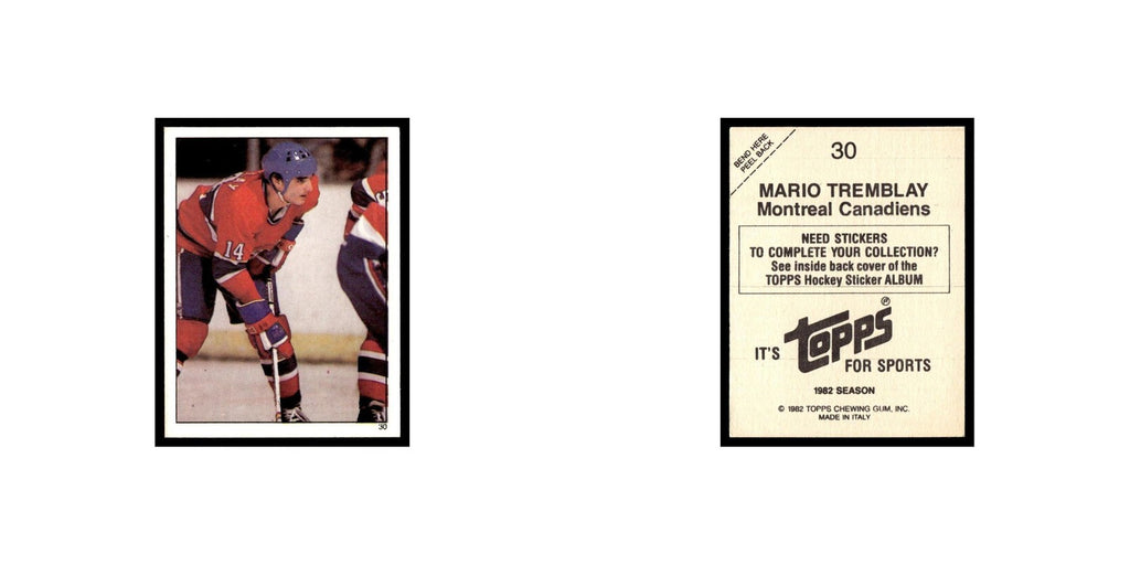 Mario Tremblay 1982 Topps Stickers #30 Montreal Canadiens Hockey Card EX