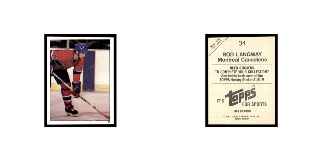 Rod Langway 1982 Topps Stickers #34 Montreal Canadiens Hockey Card EX