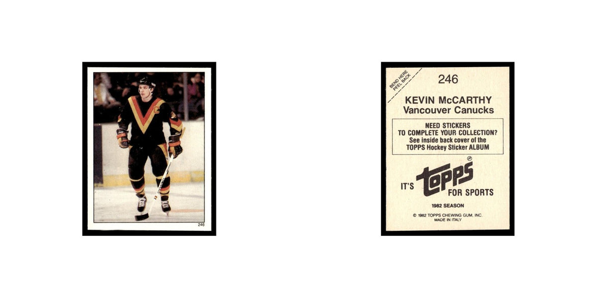 Kevin McCarthy 1982 Topps Stickers #246 Vancouver Canucks Hockey Card EX