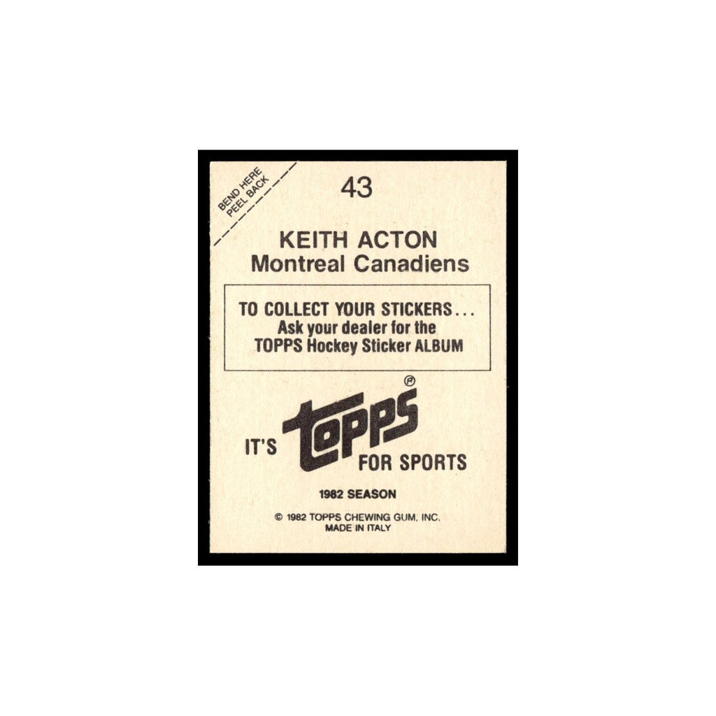 Keith Acton 1982 Topps Stickers #43 Montreal Canadiens Hockey Card EX