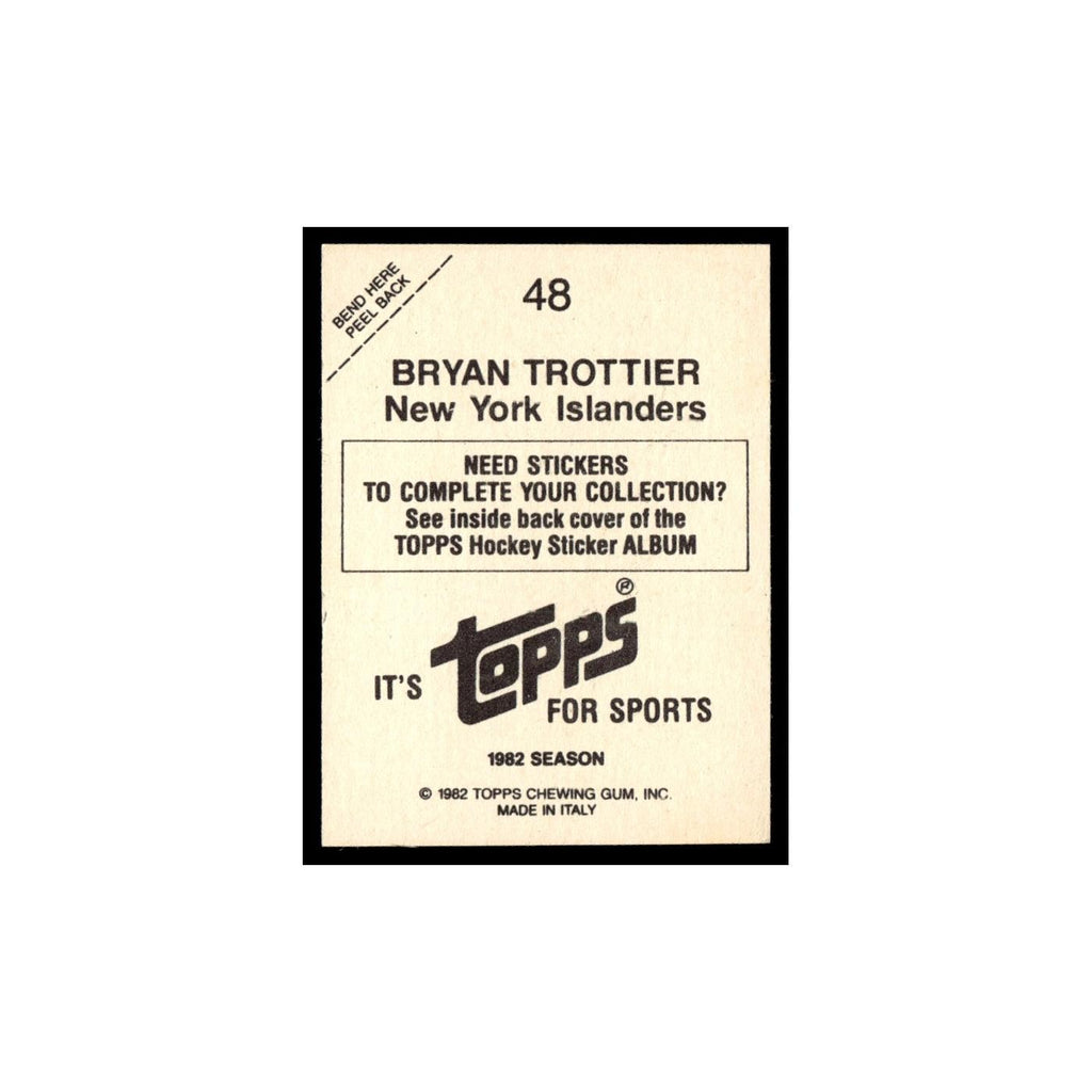 Bryan Trottier 1982 Topps Stickers #48 New York Islanders Hockey Card EX