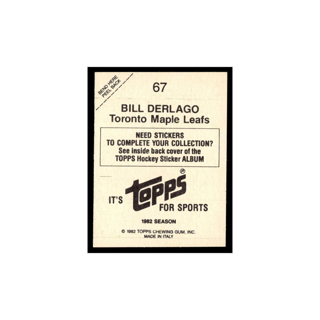 Bill Derlago 1982 Topps Stickers #67 Toronto Maple Leafs Hockey Card EX