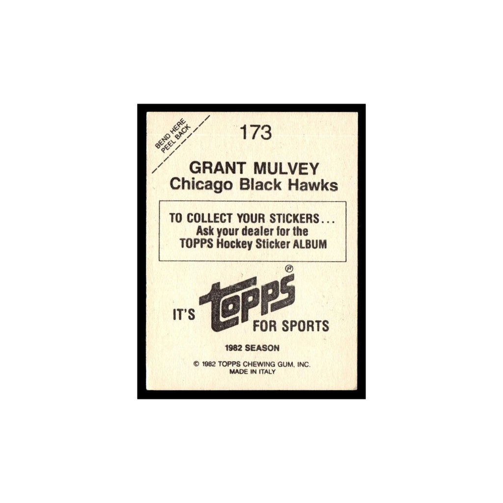 Grant Mulvey 1982 Topps Stickers #173 Chicago Blackhawks Hockey Card EX