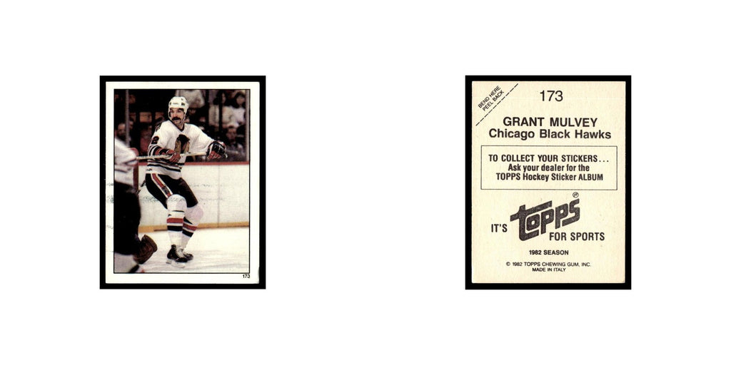 Grant Mulvey 1982 Topps Stickers #173 Chicago Blackhawks Hockey Card EX