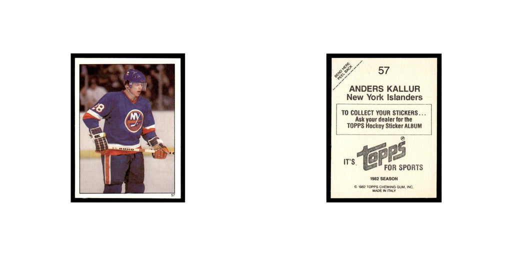 Anders Kallur 1982 Topps Stickers #57 New York Islanders Hockey Card EX