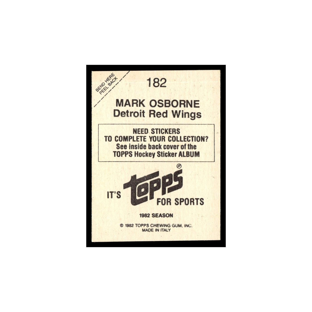 Mark Osborne 1982 Topps Stickers #182 Detroit Red Wings Hockey Card EX
