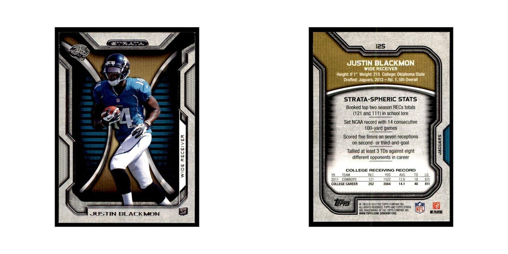 2012 Topps Strata Justin Blackmon RC Football Cards #125
