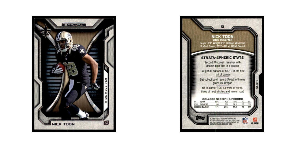 2012 Topps Strata Nick Toon RC Football Cards #51