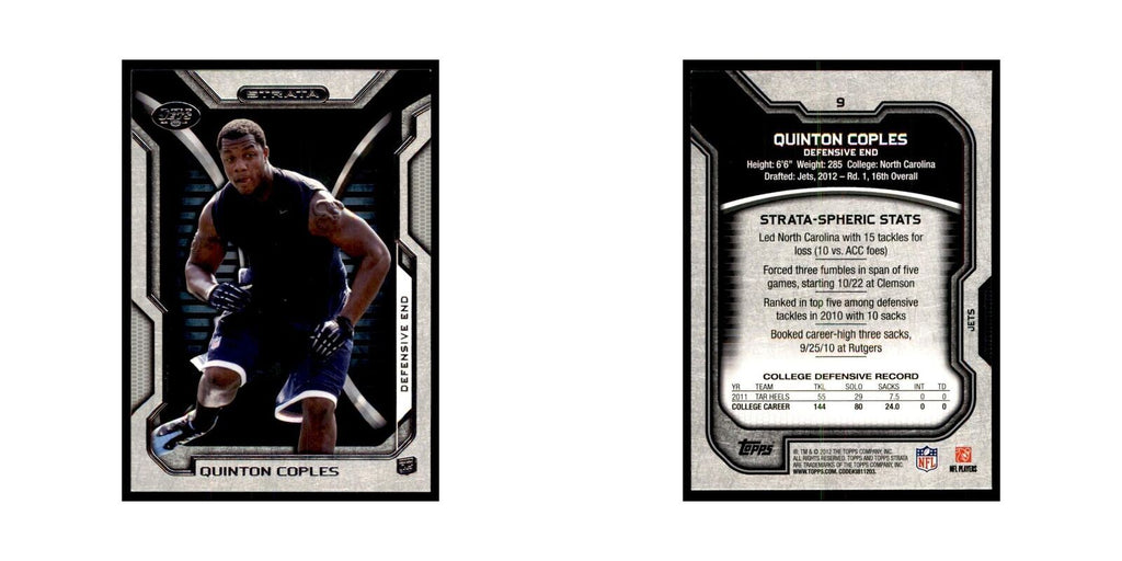 2012 Topps Strata Quinton Coples RC Football Cards #9