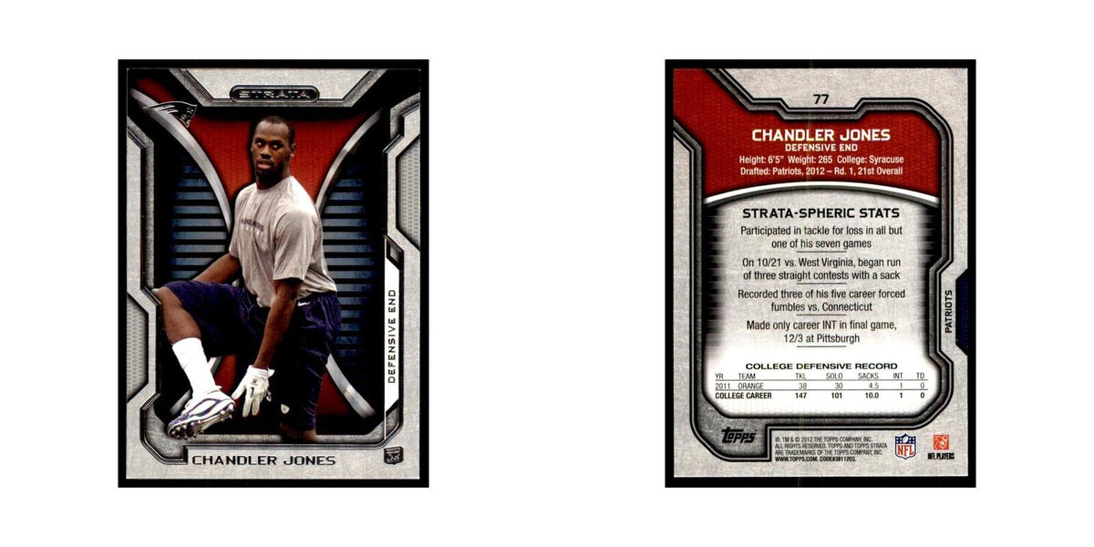 2012 Topps Strata Chandler Jones RC Football Cards #77