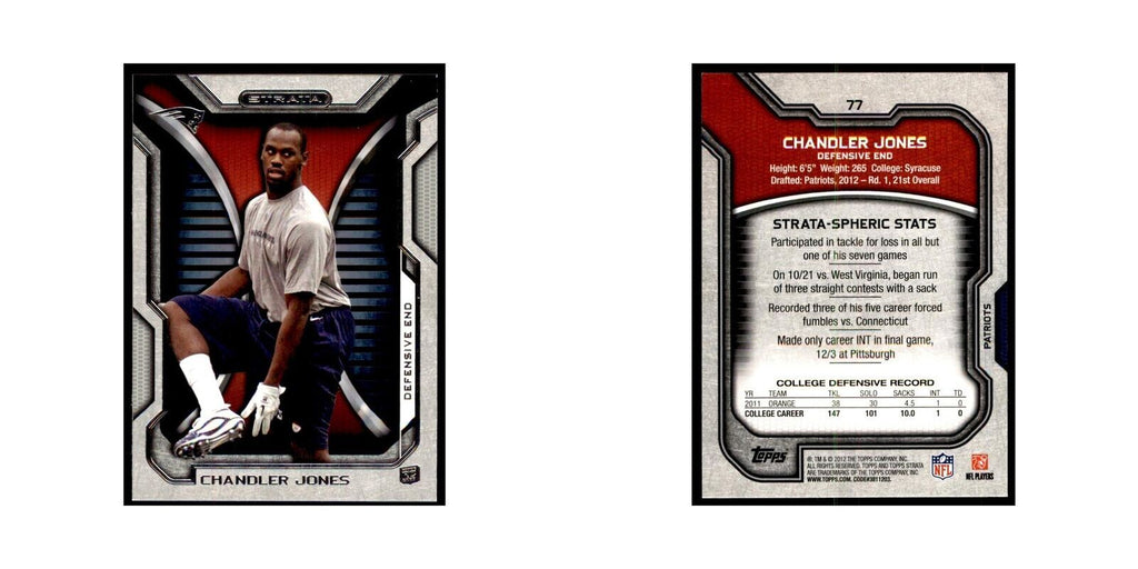 2012 Topps Strata Chandler Jones RC Football Cards #77