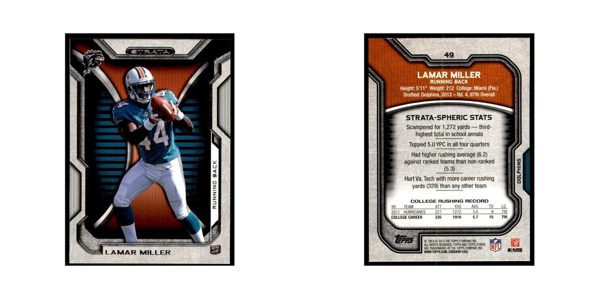 2012 Topps Strata Lamar Miller RC Football Cards #49