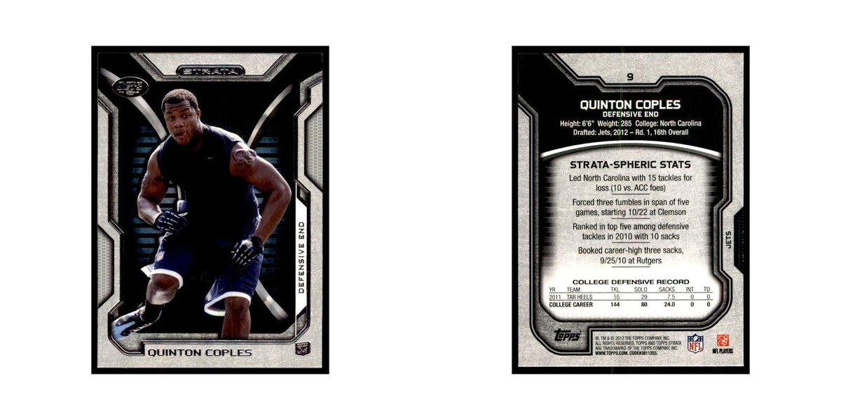 2012 Topps Strata Quinton Coples RC Football Cards #9
