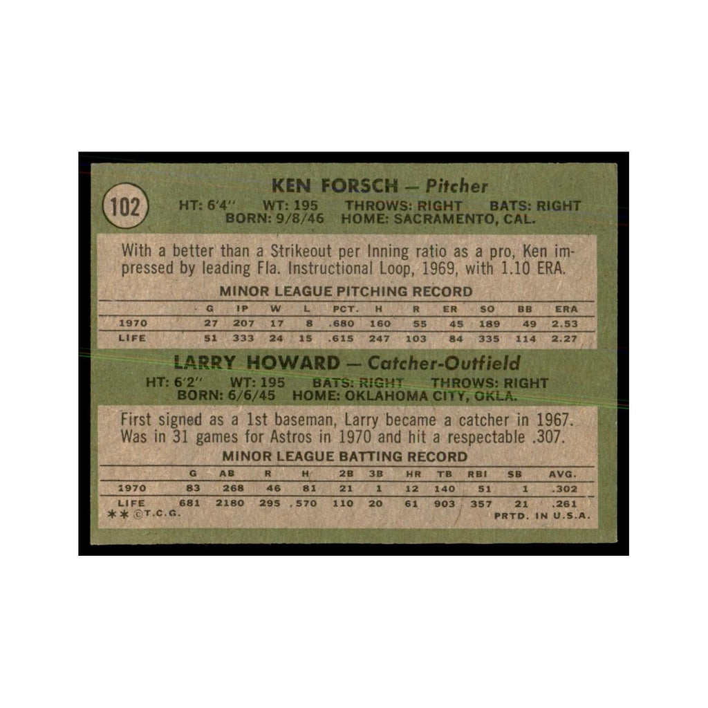 1971 Topps Ken Forsch/Larry Howard RC Baseball Cards #102