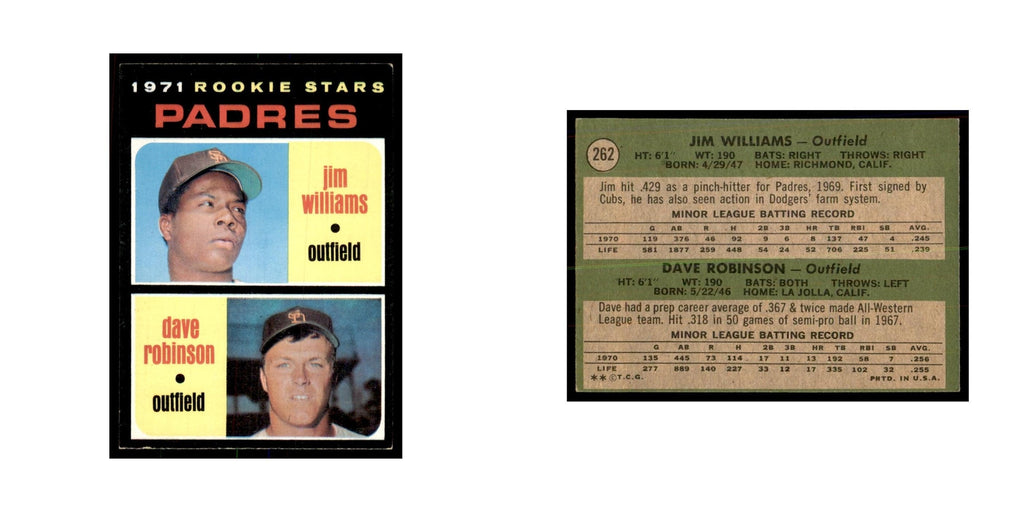 1971 Topps Jim Williams/Dave Robinson RC Baseball Cards #262