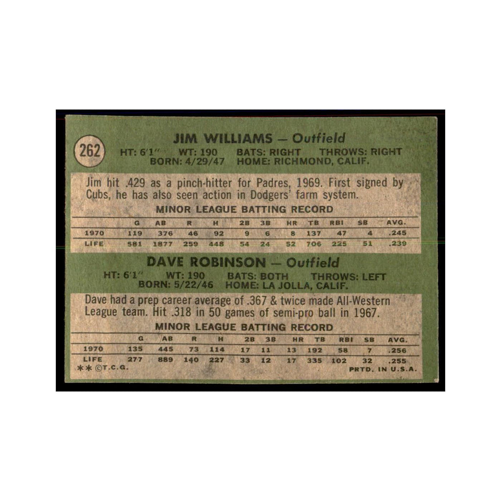 1971 Topps Jim Williams/Dave Robinson RC Baseball Cards #262