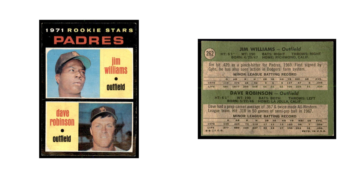 1971 Topps Jim Williams/Dave Robinson RC Baseball Cards #262