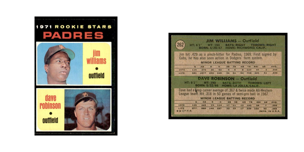 1971 Topps Jim Williams/Dave Robinson RC Baseball Cards #262