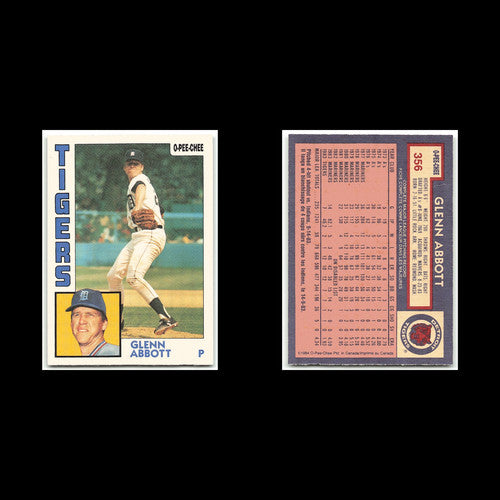 Glenn Abbott #356 1984 O-Pee-Chee Detroit Tigers Baseball Card MLB NM