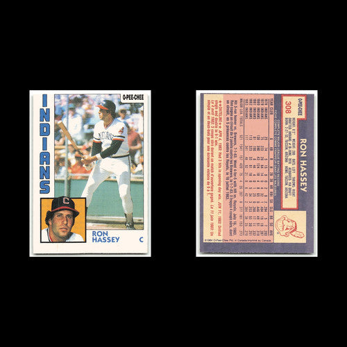 Ron Hassey #308 1984 O-Pee-Chee Cleveland Indians Baseball Card MLB NM