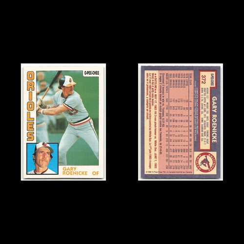 Gary Roenicke #372 1984 O-Pee-Chee Baltimore Orioles Baseball Card MLB NM