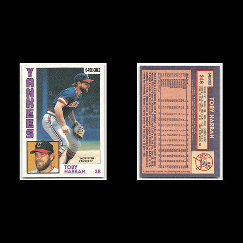 Toby Harrah #348 1984 O-Pee-Chee New York Yankees Baseball Card MLB NM